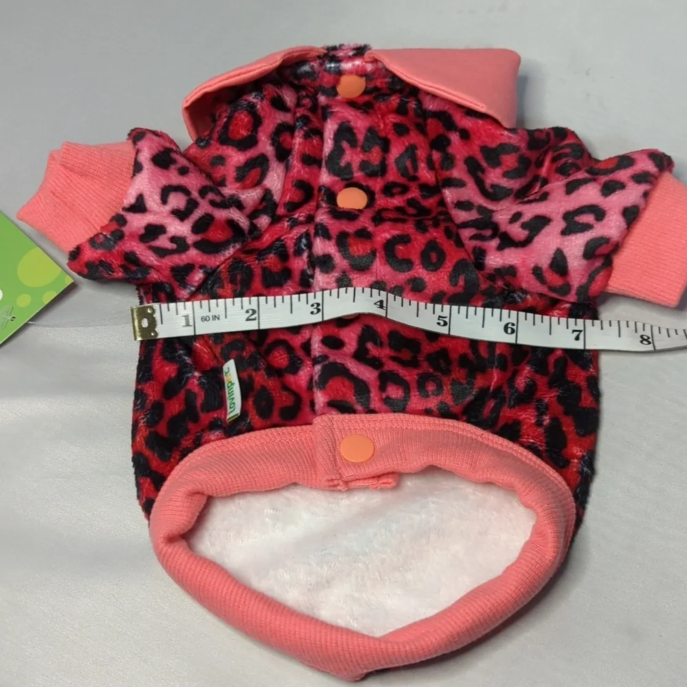 Lovinpet Pink Animal Print Fleece Dog Sweater
